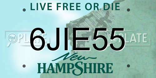 6JIE55 New Hampshire License Plate