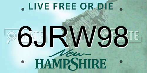 6JRW98 New Hampshire License Plate