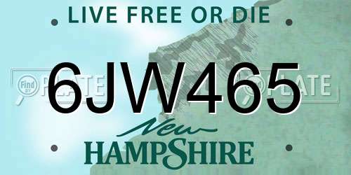 6JW465 New Hampshire License Plate