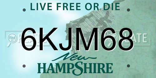 6KJM68 New Hampshire License Plate