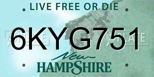 6KYG751 New Hampshire License Plate