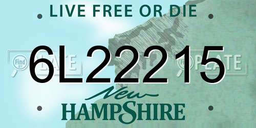 6L22215 New Hampshire License Plate