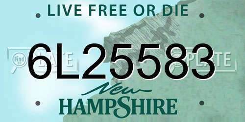 6L25583 New Hampshire License Plate