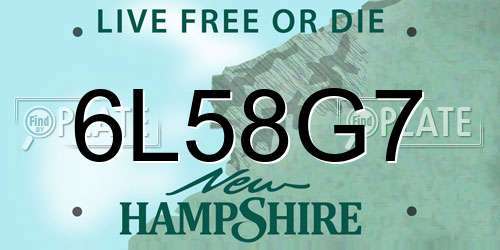 6L58G7 New Hampshire License Plate