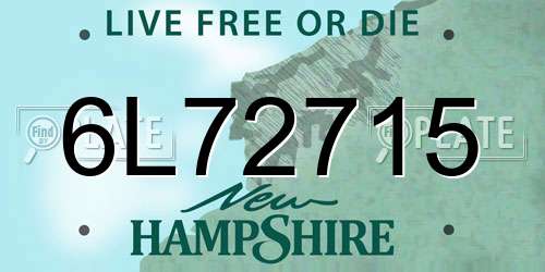 6L72715 New Hampshire License Plate