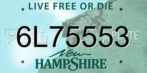 6L75553 New Hampshire License Plate