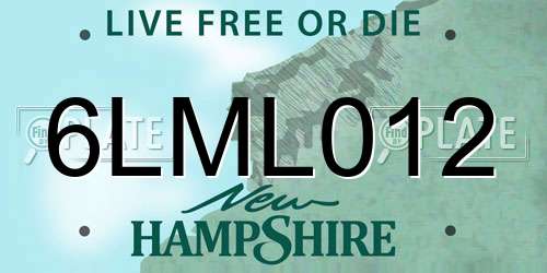 6LML012 New Hampshire License Plate