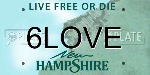 6LOVE New Hampshire License Plate