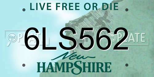 6LS562 New Hampshire License Plate