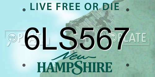 6LS567 New Hampshire License Plate