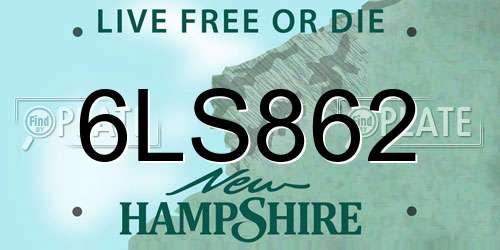 6LS862 New Hampshire License Plate