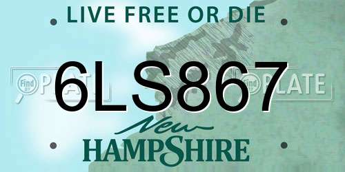 6LS867 New Hampshire License Plate