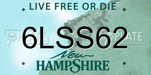 6LSS62 New Hampshire License Plate