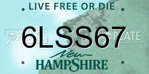 6LSS67 New Hampshire License Plate