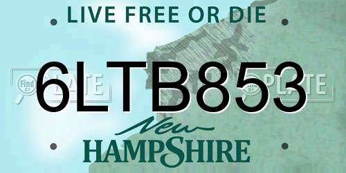 6LTB853 New Hampshire License Plate
