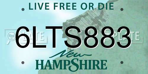 6LTS883 New Hampshire License Plate