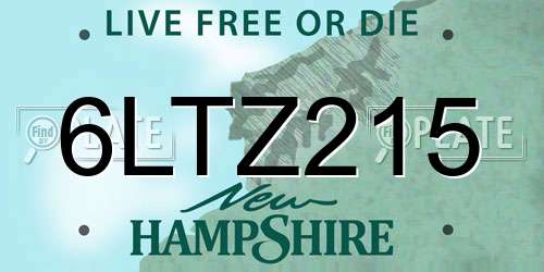 6LTZ215 New Hampshire License Plate