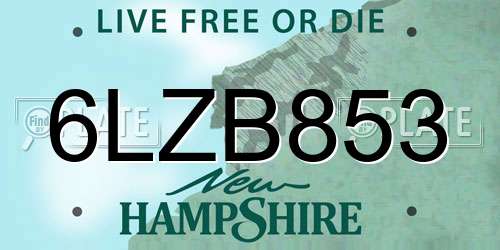 6LZB853 New Hampshire License Plate