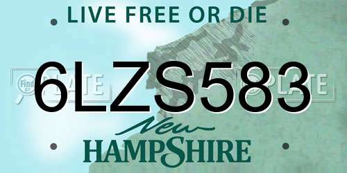 6LZS583 New Hampshire License Plate