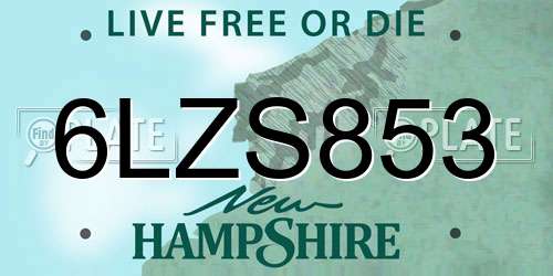 6LZS853 New Hampshire License Plate