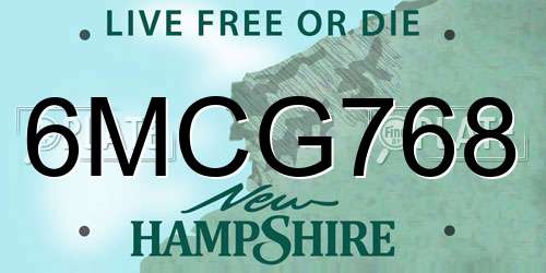 6MCG768 New Hampshire License Plate