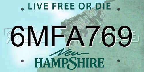 6MFA769 New Hampshire License Plate