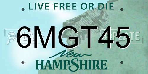 6MGT45 New Hampshire License Plate