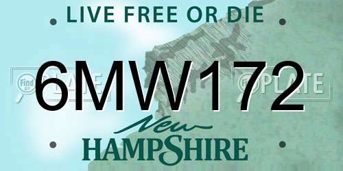 6MW172 New Hampshire License Plate