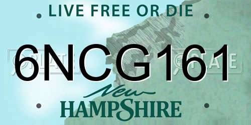 6NCG161 New Hampshire License Plate
