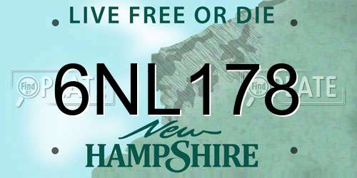 6NL178 New Hampshire License Plate