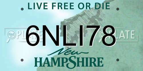 6NLI78 New Hampshire License Plate