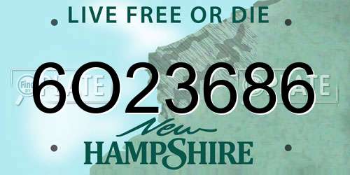 6O23686 New Hampshire License Plate