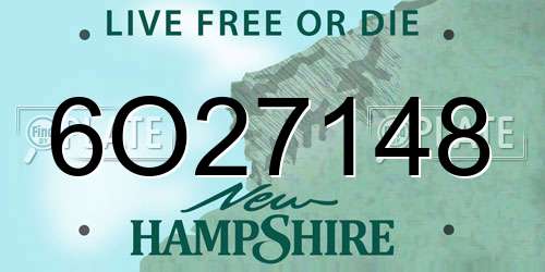 6O27148 New Hampshire License Plate