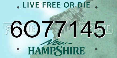 6O77145 New Hampshire License Plate