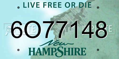 6O77148 New Hampshire License Plate
