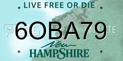 6OBA79 New Hampshire License Plate