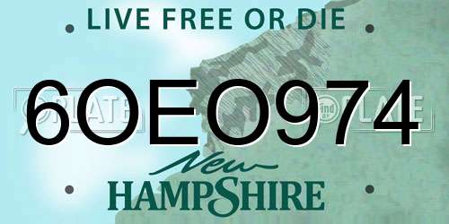 6OEO974 New Hampshire License Plate