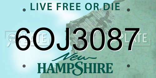 6OJ3087 New Hampshire License Plate