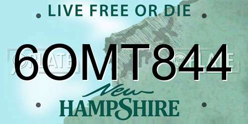 6OMT844 New Hampshire License Plate