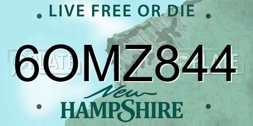 6OMZ844 New Hampshire License Plate
