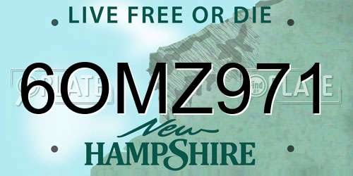 6OMZ971 New Hampshire License Plate