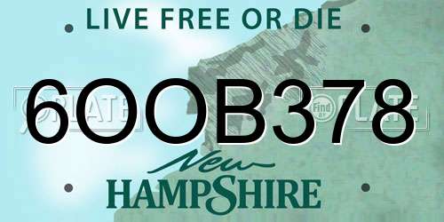 6OOB378 New Hampshire License Plate
