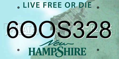 6OOS328 New Hampshire License Plate