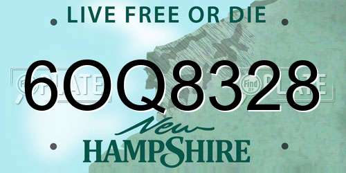 6OQ8328 New Hampshire License Plate