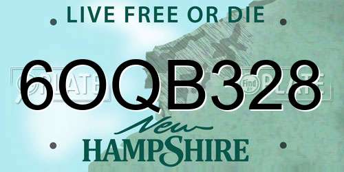 6OQB328 New Hampshire License Plate