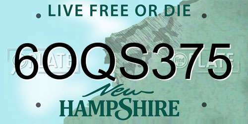6OQS375 New Hampshire License Plate