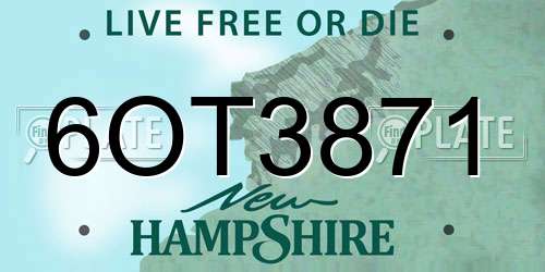 6OT3871 New Hampshire License Plate