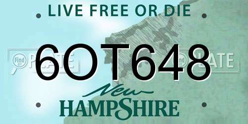 6OT648 New Hampshire License Plate