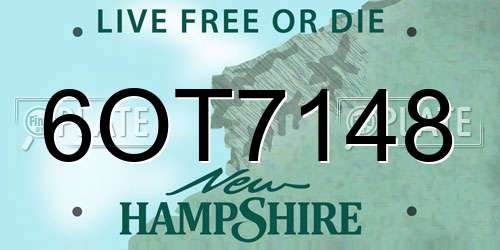 6OT7148 New Hampshire License Plate