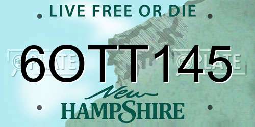 6OTT145 New Hampshire License Plate